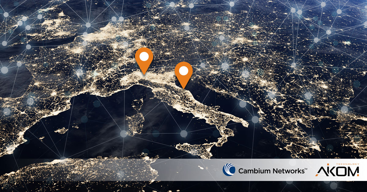 Aikom Technology e Cambium Networks: insieme in Italia da oltre 10 anni per comunicare senza fili da 2 metri a 250 km